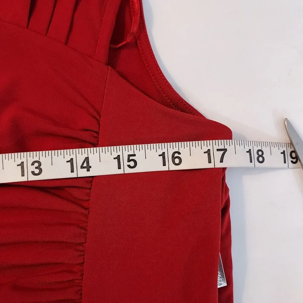 MICHAEL Michael Kors Dress Red Sleeveless Asymmetrical Ruched Womens Size 12P